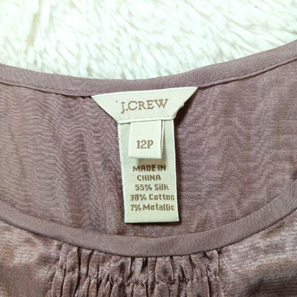 NWOT J. Crew Metallic Silk Smocked Tunic Top Tank Women's 12P Whimsygoth. Femine - Picture 2 of 7